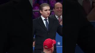 Barron Trump receives standing ovation at rally