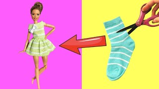 DIY - How to Make: Sock Dress for Barbie Doll