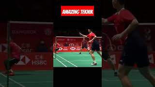 AMAZING!! TEKNIK PUKULAN BADMINTON AHSAN BIKIN LAWAN TERPUKAU