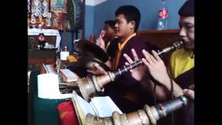 Buddhist nyingmapa lama performing Guru Rinpoche prayer in Nepal