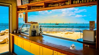 Outdoor Seaside Cafe Ambience & Bossa Nova Music☕ Coffee Shop Jazz with Ocean Waves Sounds for Relax