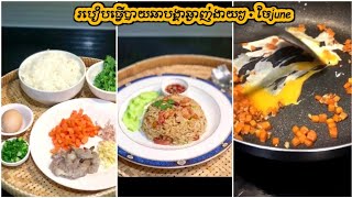 របៀបធ្វើបាយឆាបង្គាឆ្ងាញ់ងាយៗ | how to make yummy shrimp fried rice | ចែjune