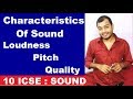 Characteritics of SOUND || Loudness Pitch and Quality of SOUND || SOUND 04 || 10 ICSE PHYSICS ||