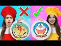 Pancake Art Challenge 🦄Who Draws it better 🎨 Doraemon / Unicorn / Pizza Pancakes 🥞