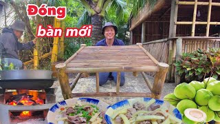 Nấu Nồi Bún Măng Vịt Nước Dừa Ăn Mừng Cái Bàn Tre Mới Đóng | Cuộc Sống Nông Thôn