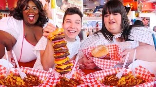 Heart Attack Grill With Hungry Fat Chick • MUKBANG