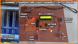 3 channel (Temperature/Light/Humidity) Data Logger using Microcontroller