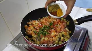Eggplant Curry Recipe - Easy Indian Vegan Masala Aubergine Brinjal