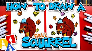 How To Draw A Cute Fall Squirrel Cartoon