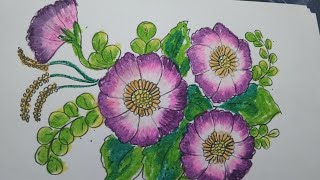 flowers drawing art||easy oilpaste cryons painting ||😍✨️