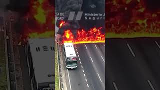 Passengers escape burning bus in Argentina