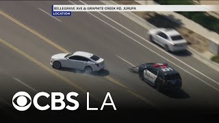 Hours-long standoff with pursuit suspect ends after crash as Riverside County deputies use grappler