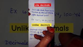 like decimals and unlike decimals || #shorts #decimals #viral videos