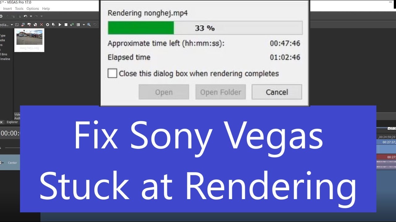 Sony Vegas Freeze At Rendering Fixed | Fix Sony Vegas Stuck While ...