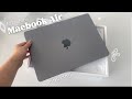 unboxing my first m2 macbook air ✨📦  | 13” space grey |  setup, customisation