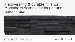 Black Slate Stone Wall Cladding - Natural Stone Split Face Mosaic Tiles