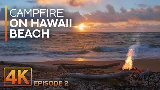 8HRS Campfire on Hawaii Beach, Kauai - 4K Sunset, Soothing Ocean Waves & Crackling Fire Sound - #2