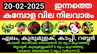 ഏലം, കുരുമുളക്, കാപ്പി റബ്ബർ|കാലടി: ജാതിക്ക തൊണ്ടൻ 30 രൂപ കുറഞ്ഞു.|Kerala Market Today