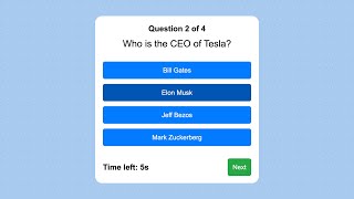 How to Create a Quiz App With Timer using HTML, CSS, and JavaScript | Coding With Nick