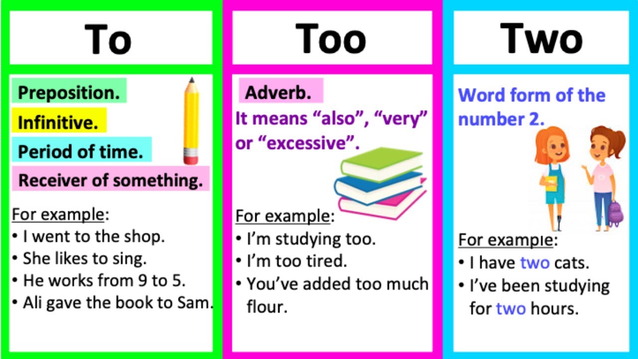 Two examples. To too two. Too to two правило. To too разница. Упражнения на to too two.