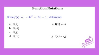 Evaluate Quadratic Functions (Function Notation)