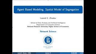 Network Science. Lecture17. Agent based modeling. Spatial model of segragation