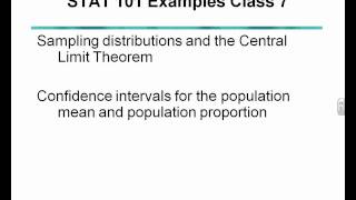 STAT 101 Examples Class 7, Example 1