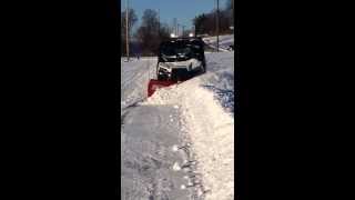 2014 Polaris ranger 900 XP plowing with Boss UTV V Blade in 10 inches of fresh snow