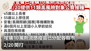 增購10萬劑流感疫苗已分配各縣市 2/20開打｜每日熱點新聞｜原住民族電視台