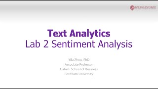 {Text Analytics} Lab 2 Sentiment Analysis