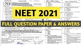 neet 2021 question paper with answers | NEET FULL Exam paper 2021