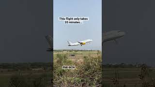 One of the shortest flights? Vueling takeoff for its 20 minutes flight ✈️😱#aviation #takeoff #viral