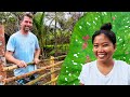 BUILDING A BAMBOO FENCE ON OUR FARM | PLANTING TROPICAL FLOWERS | ISLAND LIFE