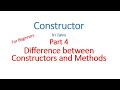 Constructor Part 4 - Difference between Constructors and Methods