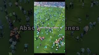 Manchester city fans pitch invasion - Manchester city celebrate winning premier league with fans