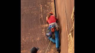 5.11 crack climbing route at Indian Creek in Utah