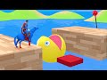 red horse spiderman crossing on rainbow spiders bridge with horse against sharks rescue animals game