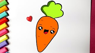 How to draw Kawaii cute Carrot l Como desenhar Cenoura fofa Kawaii - Drawing to Draw