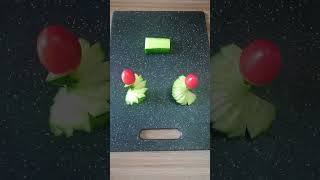 Cucumber & Tomato decoration ideas | Cucumber Tower carving art #shorts
