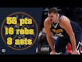 Nikola Jokic 56 pts 16 rebs 8 asts vs Wizards 24/25 season