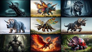 Amazing Animal Fusion Hybrid: Dinosaur (Triceratops) Hybrid with Other Animals Species!