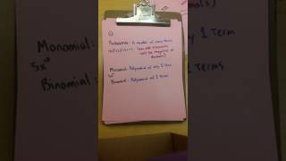 Concepts(1) Polynomials, Monomials, Binomials, Trinomials, Degree, Leading Coefficient