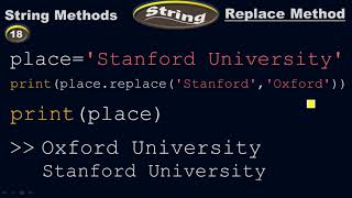 Replace string method is case sensitive - String Methods - Python by #Moein