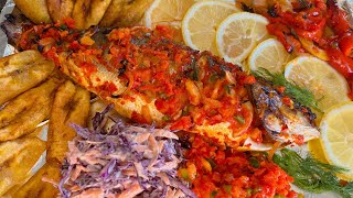 Easy And Tasty Juicy Oven-Grilled Sea Bass Fish ! Oven-Grilled Sea Bass Recipe