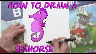 How to Draw a SeaHorse | Drawing a Cartoon Sea Horse- Art for KIDs