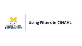Using Filters in CINAHL