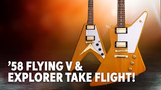 Epiphone 1958 Korina Flying V and Explorer Electric Guitars Demo