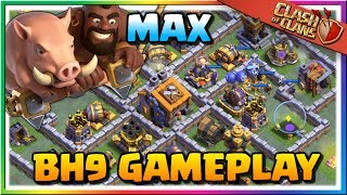 MAX Builder Hall Level 9 GAMEPLAY! New Hog Glider Troop Attacks | Clash of Clans