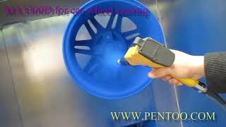 Electrostatic powder spray gun for car wheels