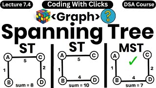 Spanning Tree in Data Structure | Minimum Spanning Tree in Graph Theory | Graph Theory Playlist